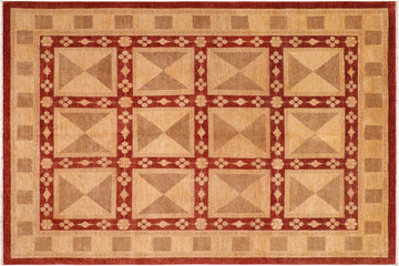 handmade Transitional Kafkaz Chobi Ziegler Beige Rust Hand Knotted RECTANGLE 100% WOOL area rug 8 x 10